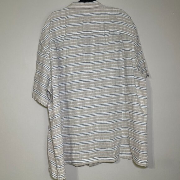 NWT Men's XXL Jos. A. Bank Striped Linen Button Down Short Sleeve Shirt - Picture 6 of 6